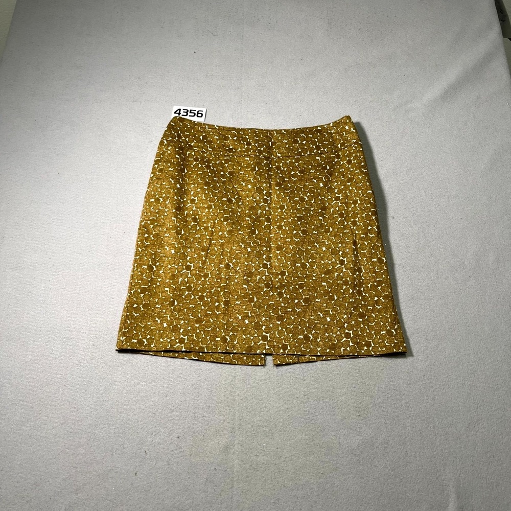 Merona Straight & Pencil Skirt Womens 8 Golden Olive‎ Geometric Cotton Stretch